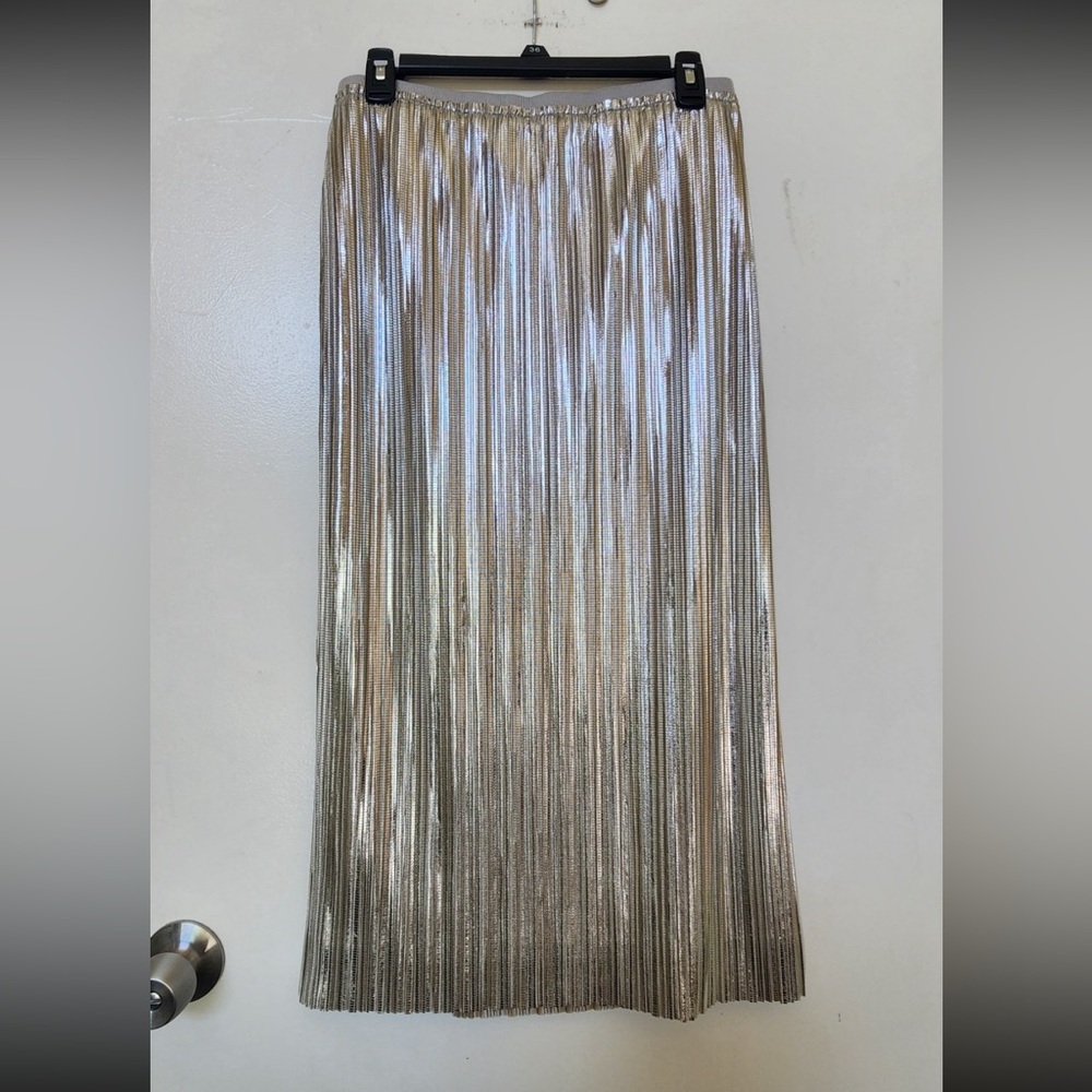 Anthropologie Maeve Metallic Silver skirt size 4